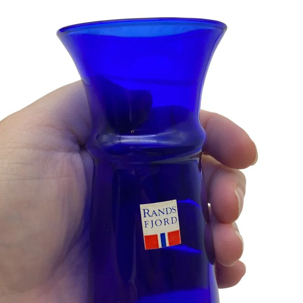 Vintage Randsfjord‎ cobalt blue flower bud vase Norway 5 7/8